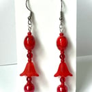 Red Bell Beaded Earrings
