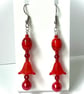 Red Bell Beaded Earrings