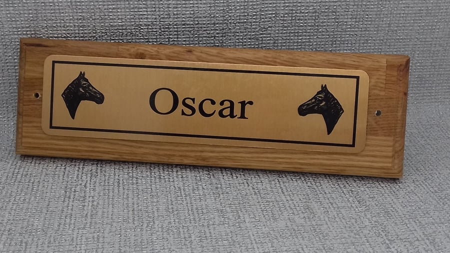 Solid Oak Personalised Horse Name Plaque Stable Door sign