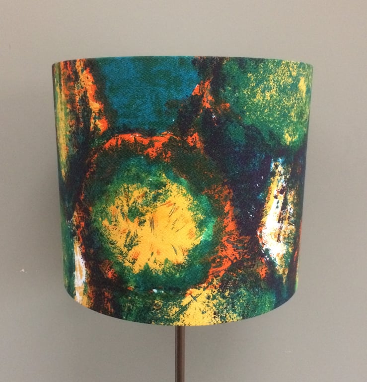 Abstract Green Blue Orange 50s 60s Barkcloth Vintage Fabric Lampshade option 