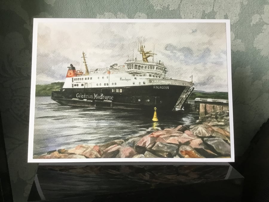 Calmac Ferry art greeting card - blank inside