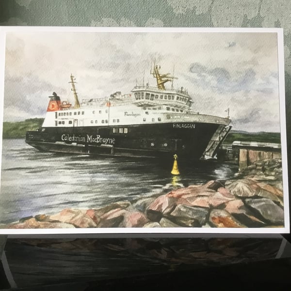 Calmac Ferry art greeting card - blank inside