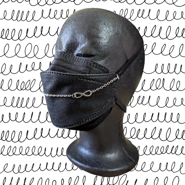 Silver infinity symbol mask chain