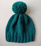 Bobble Hat in Petrol Green Chunky Yarn  - Image 4
