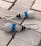 Frosted Agate Snowman Earrings With Blue Scarf - Image 4