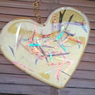 Lovely dichroic resin hanging heart