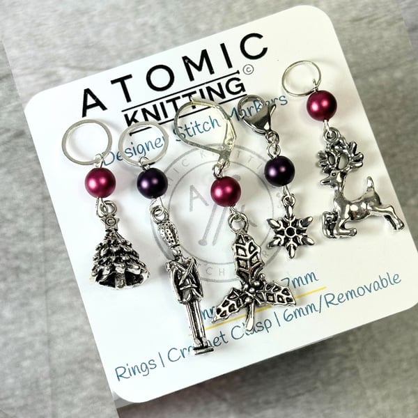 Stitch Markers - Festive Set of 5 - Make Your Mark