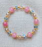 Ladies Strawberry Pink Elastic Bead Bracelet