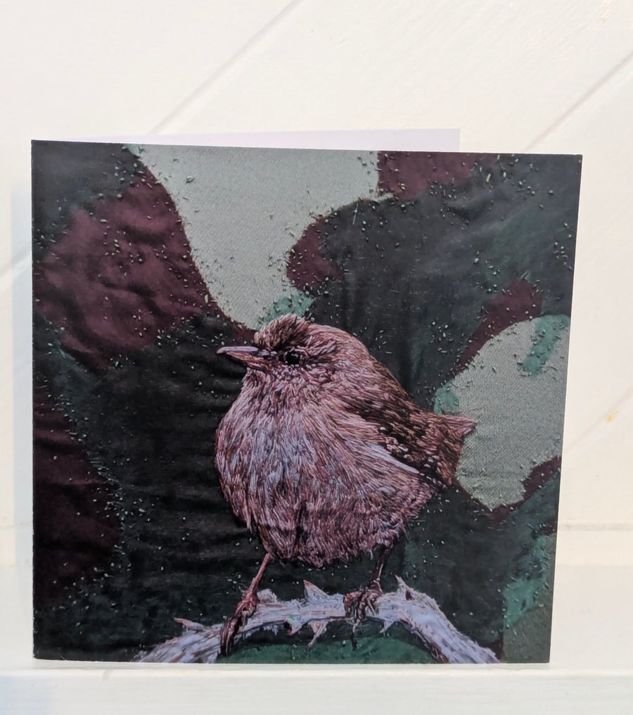 Wren Embroidery Art Greeting Cards
