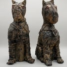 Keepers of the Dead Hand-Sculpted Mixed Media Dog Sculptures (Set of Two)