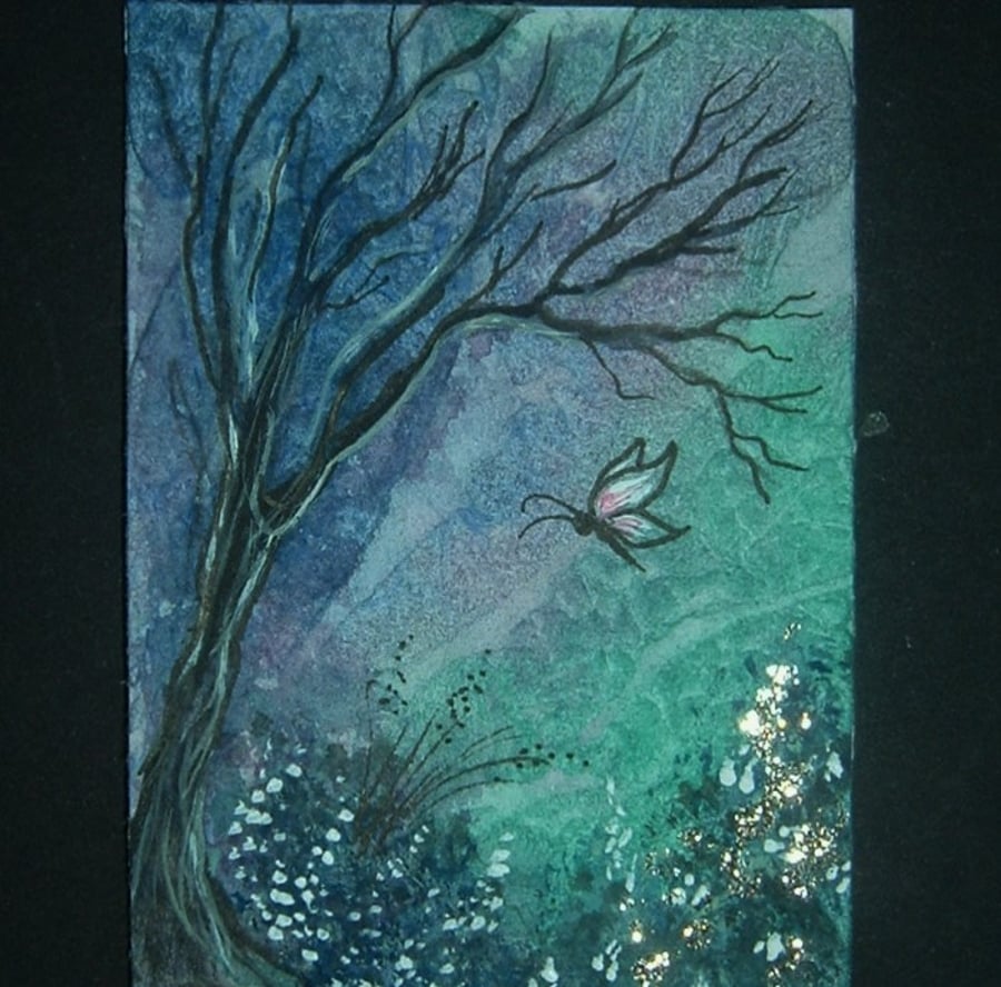 fantasy butterflies art painting original aceo watercolour ref 291