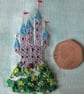 Tiny Fairy Tale Castle Hand Embroidered Picture, Textile Art - Image 4
