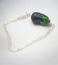Aubergine Necklace, Cute Eggplant Pendant, Mini Food Jewellery, Polymer Clay Veg