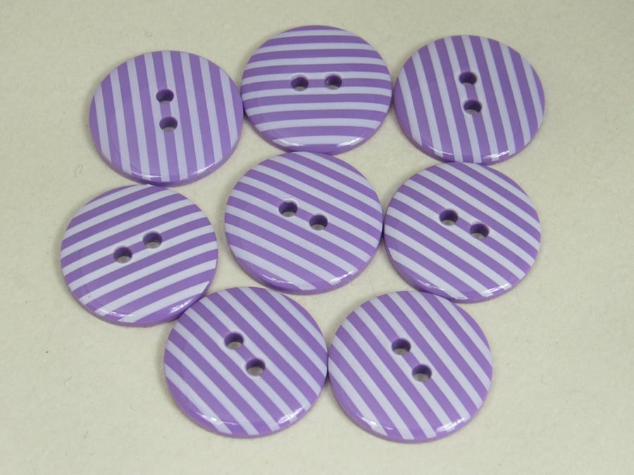 8 Candy Striped Purple Buttons