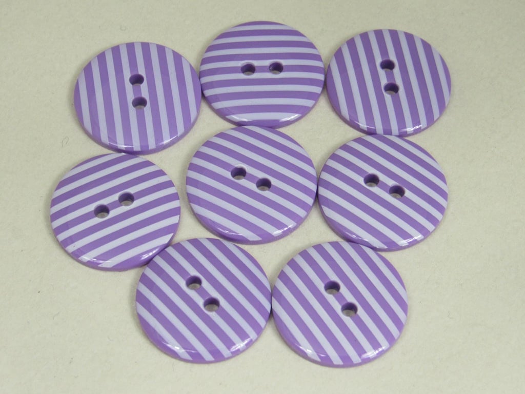 8 Candy Striped Purple Buttons