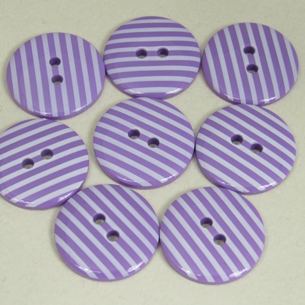 8 Candy Striped Purple Buttons
