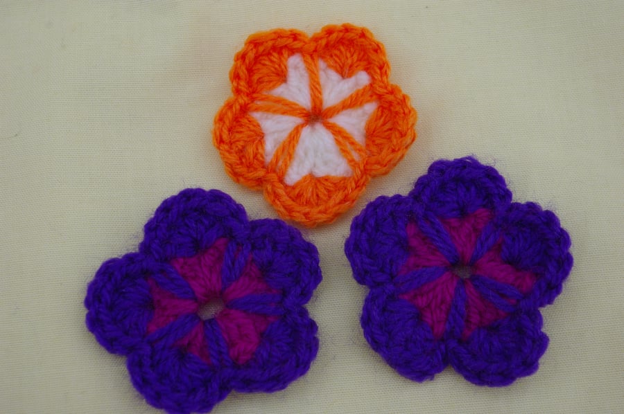 Three Crochet Flowers