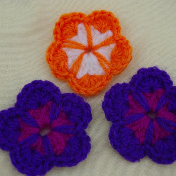 Three Crochet Flowers