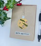 Handmade Real Pressed Ferns and Forget-me-not Bauble Christmas Card 1 - Image 1