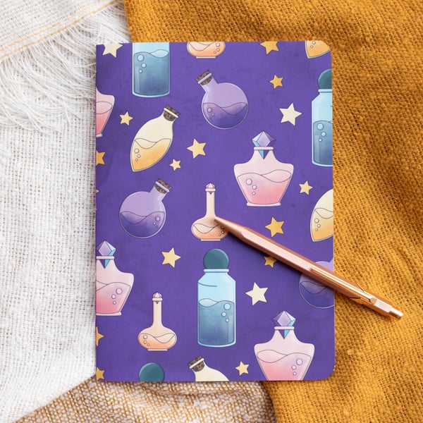 A5 Handmade Notebook with Magic Potion Design