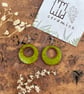 handmade Ceramic Hoop Earrings, Bright Green Clay Hoops, Made From Foraged Clay - Image 2