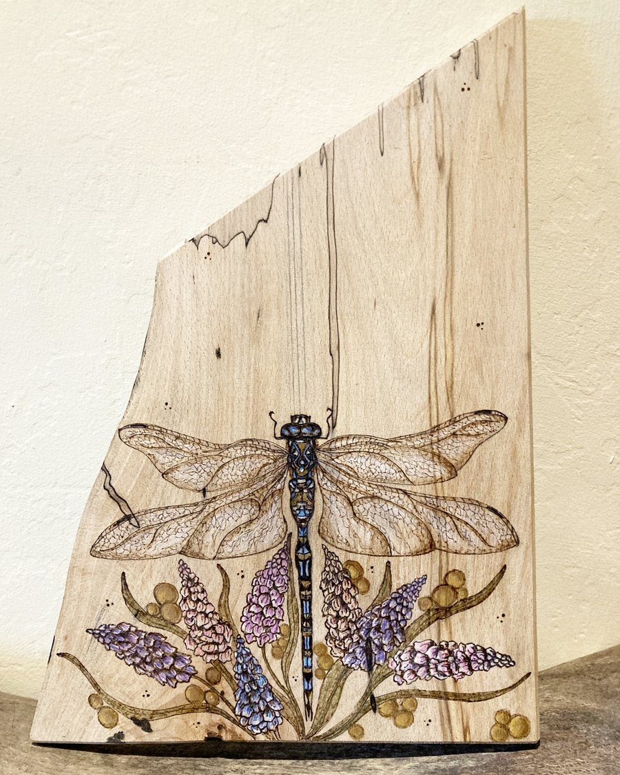Pyrography Dragonfly Grape Hyacinth   