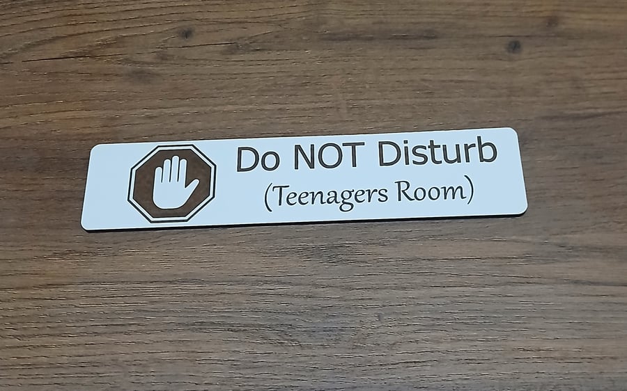 Teenager Bedroom Door Sign. White Wood Collection 