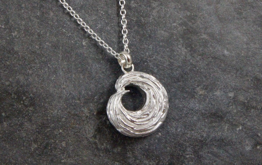 Ebb and Flow Large Wave Sterling Silver Pendant