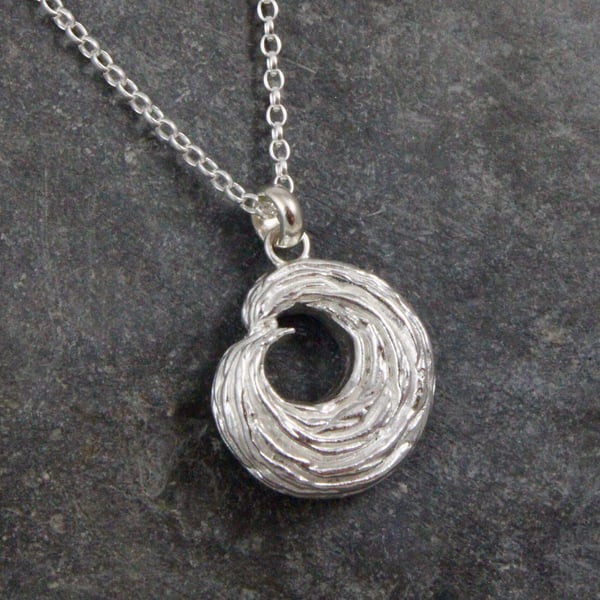 Ebb and Flow Large Wave Sterling Silver Pendant