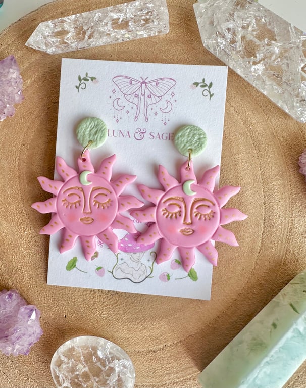 Pink Sunshine Polymer Clay earrings