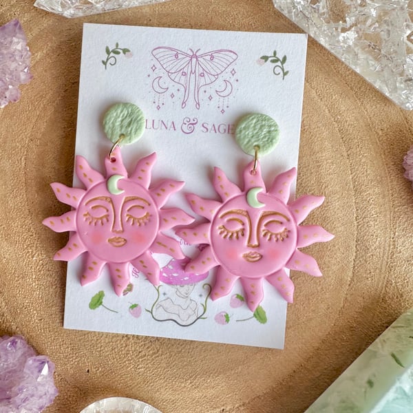 Pink Sunshine Polymer Clay earrings