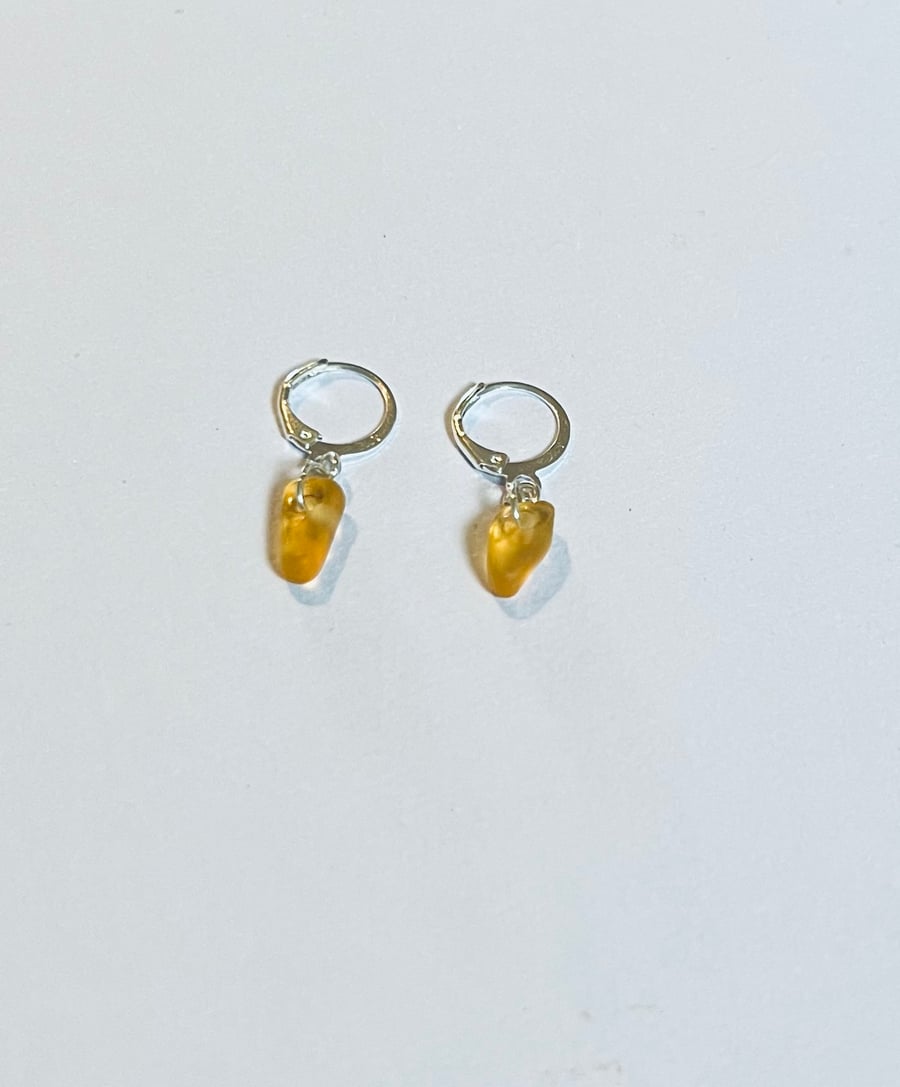 Yellow Sea glass earrings