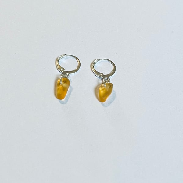 Yellow Sea glass earrings