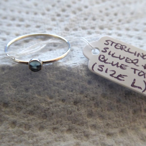 Sterling Silver and  Sky Blue Topaz Ring (Size L)