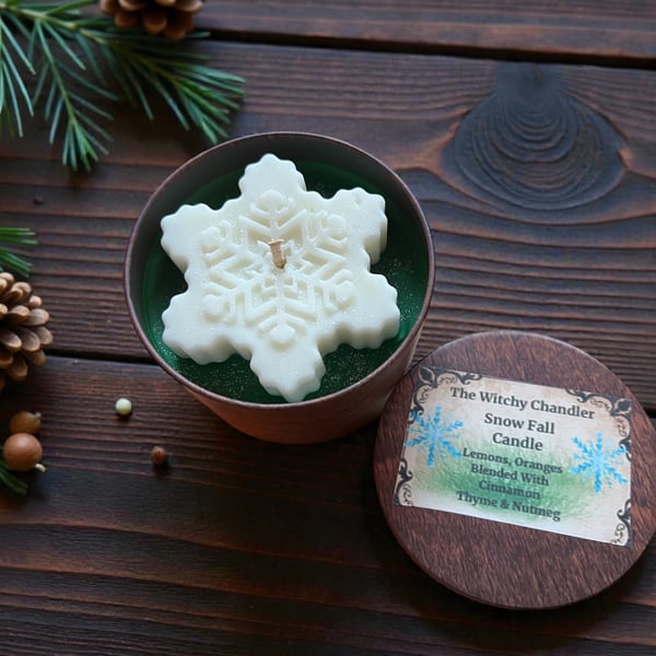 Handmade Snowfall Snowflake Candle 