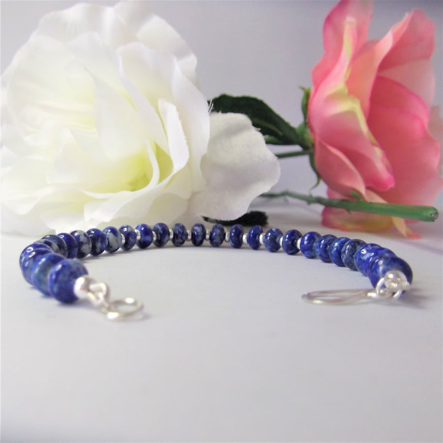 Lapis Lazuli rondelle gemstone bracelet brow chakra