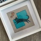 Frame Cat Picture. Free Motion Embroidery, Textile Art. Applique. Home Decor.