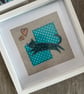Frame Cat Picture. Free Motion Embroidery, Textile Art. Applique. Home Decor.