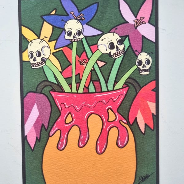 Limited Edition Alien Skull Plant Art Print