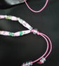 Handmade halloweiner pastel pink and blue varnished paper bead necklace - Image 6