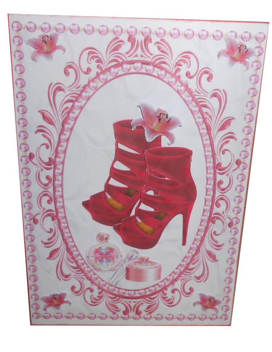 Pink stiletto boots in pink frame 3D