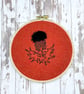 Thistle embroidery art hand stitched on burnt orange Harris tweed - Image 1
