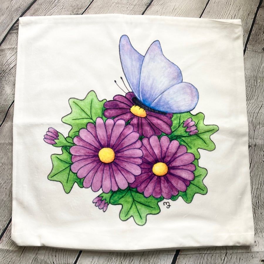 SECONDS SUNDAY - Flowers & Butterfly Cushion Cover 