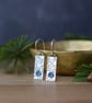 Textured Sterling Silver & Blue Topaz Earrings – Geometric Rectangle Earrings - Image 1