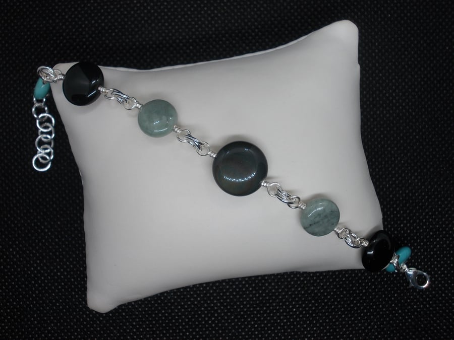 SALE - Gemstone coin linked bracelet