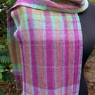 Handwoven Cotton Scarf in Lilac, Purple, Blue & Green
