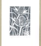 Eryngium grey - Hand cut Linocut Print - Image 2