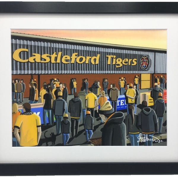 Castleford Tigers, Wheldon Road Stadium, High Quality Framed Rugby Art Print.