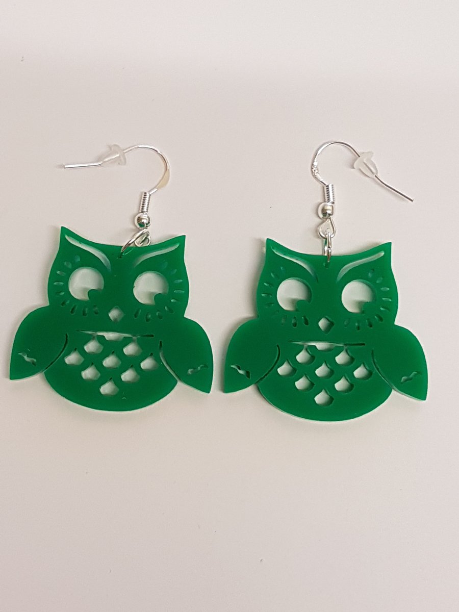 Wise Old Owl Earrings - Acrylic