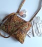 Zip up shoulder bag upcycled in an autumnal vintage William Morris vine print